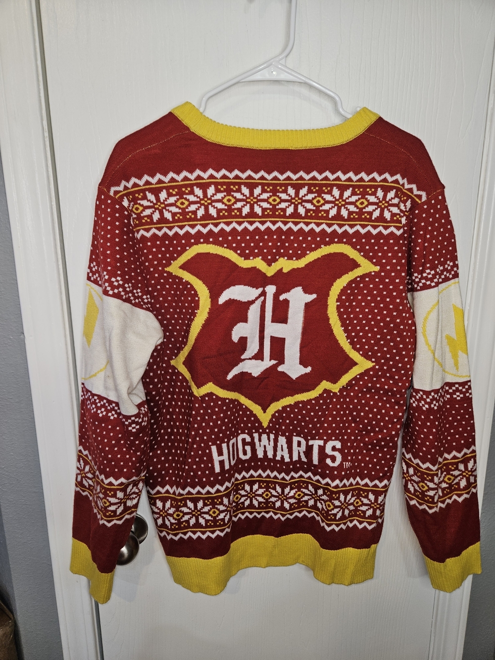 Red & Yellow Patterned Button-Up Cardigan Sweater - Picture 3 of 5